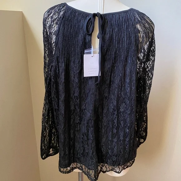 LAUREN CONRAD MATERNITY Black Lace Open-Shoulder Top NWT | Size XL - Picture 7 of 14